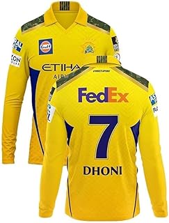 CSK Jersey 2025/2026 MS Dhoni Full Sleeve Jersey New for (Kids,Boys & Mens) (X-L